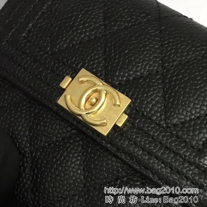 CHANEL香奈兒 古巴CU系列 leboy短三折錢包 荔枝牛皮綾格紋 復古金扣 80734  DJC3152